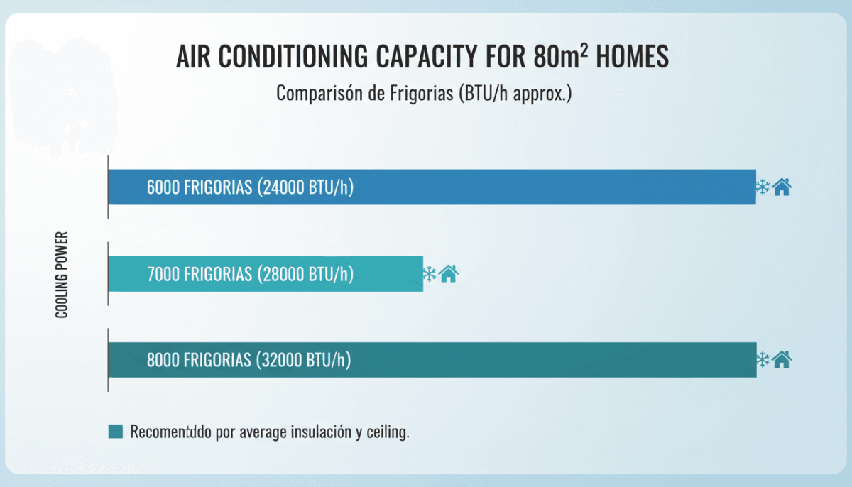 Comparativa de potencias de aire acondicionado para diferentes tipos de viviendas de 80m2
