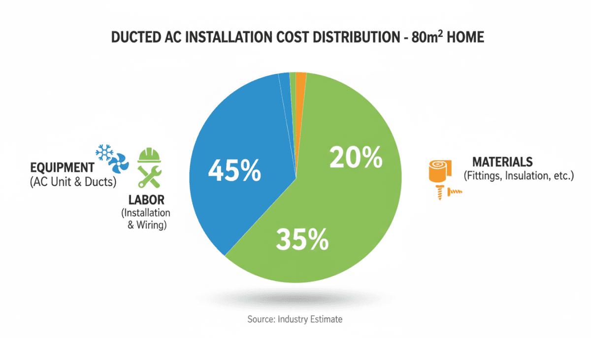 Gráfico de distribución de costes de instalación de aire acondicionado