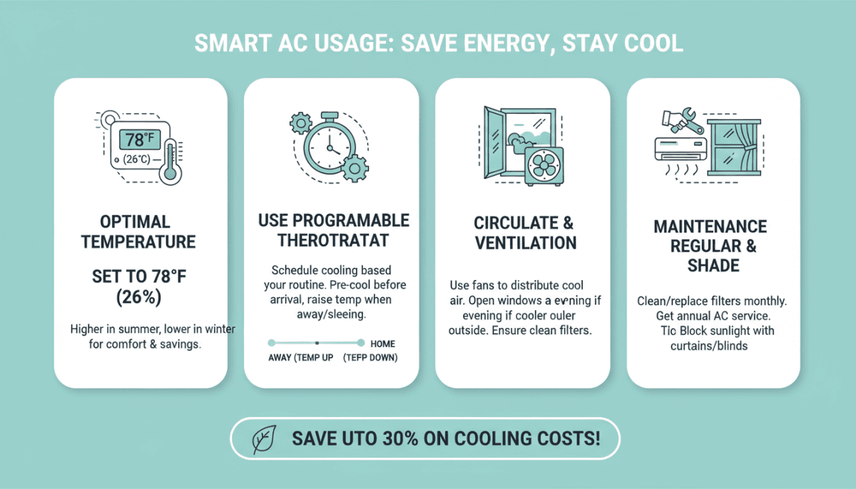 Infografía de consejos de eficiencia energética para aire acondicionado
