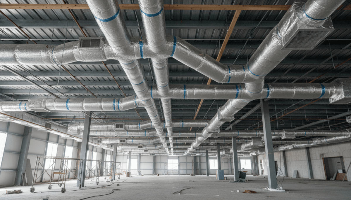 Sistema de conductos de aire acondicionado en falso techo