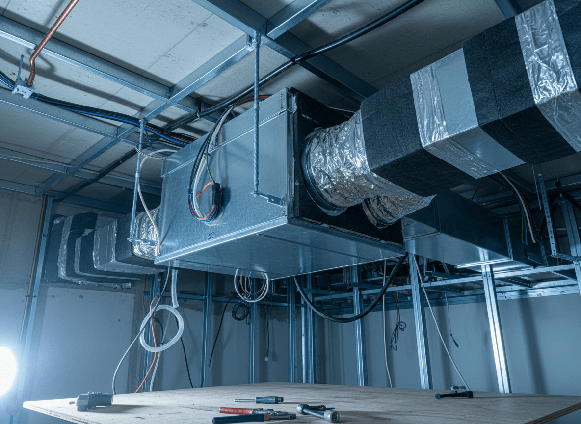 Unidad interior de conductos instalada en falso techo